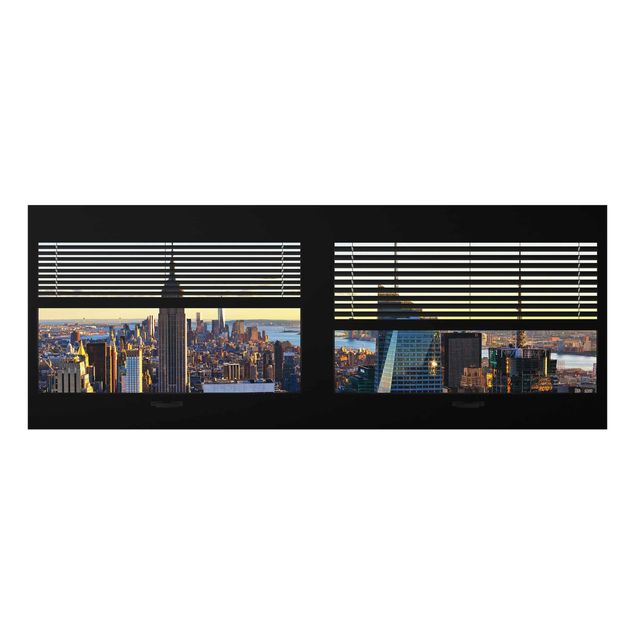 Glass print - Window View Blinds - Manhattan Evening