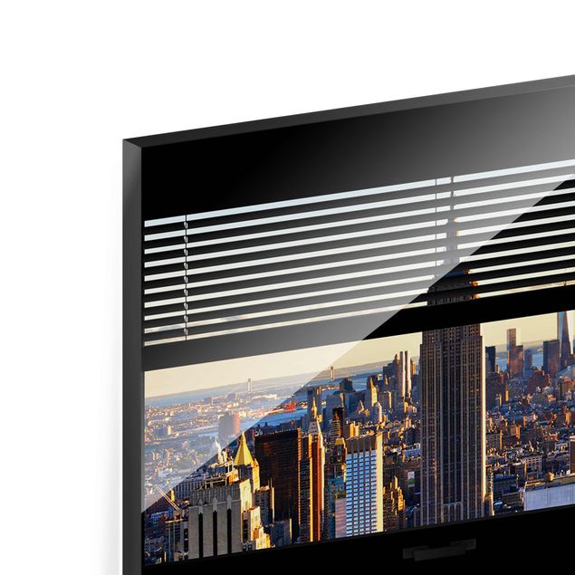Glass print - Window View Blinds - Manhattan Evening