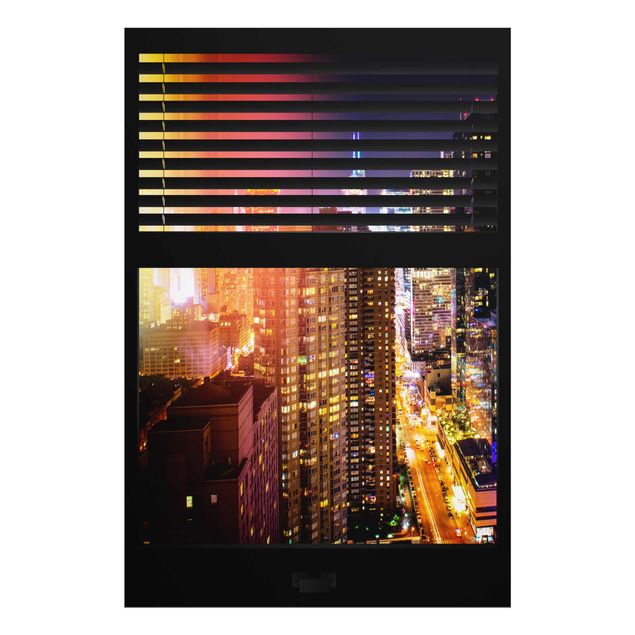 Glass print - Window View Blinds - Manhattan at night