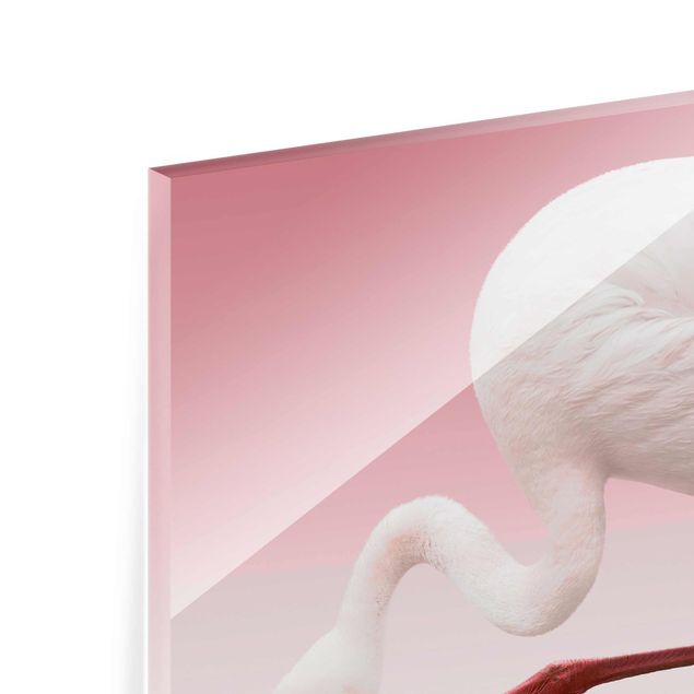 Glass print - Flamingo Dance