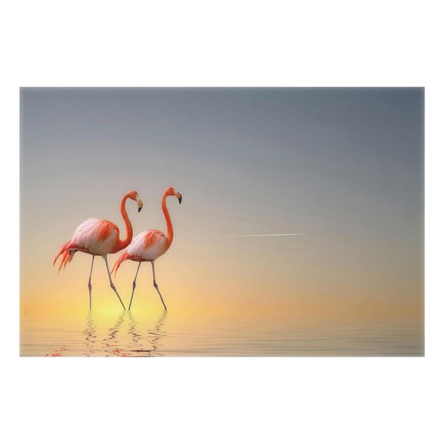 Glass print - Flamingo Love