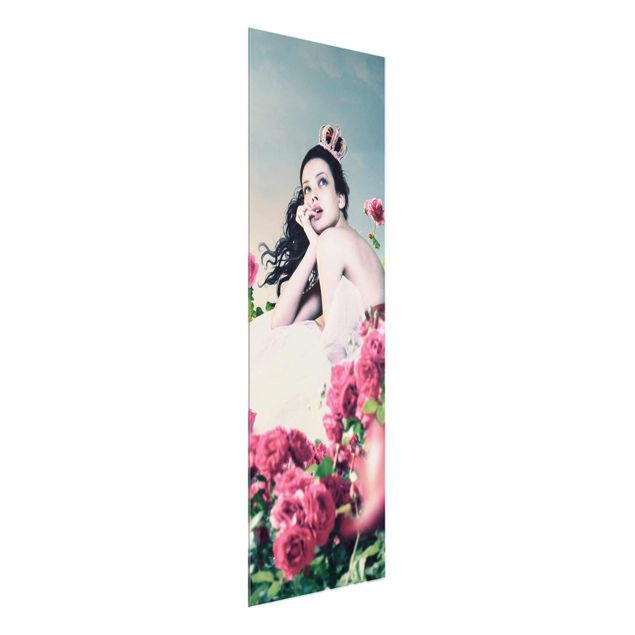 Glass print - Woman In The Rose Field