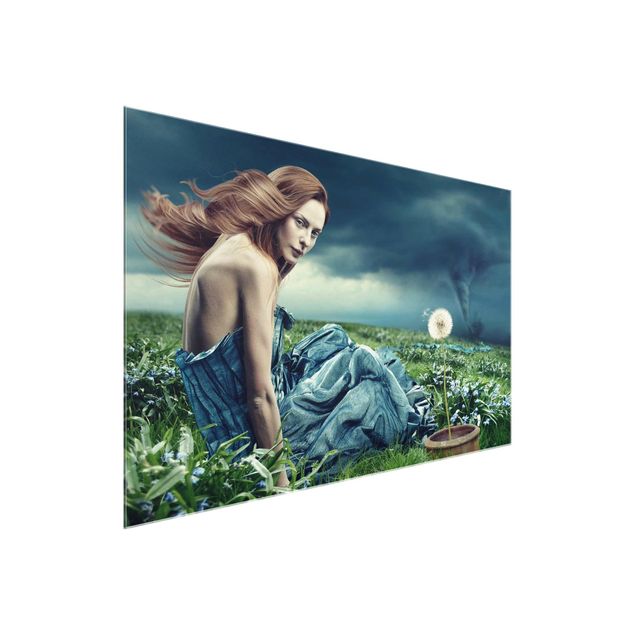 Glass print - Woman In Storm