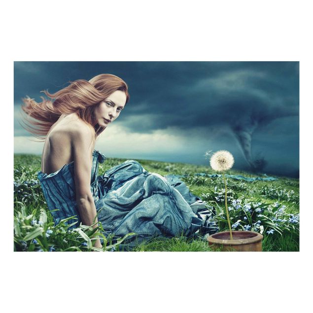 Glass print - Woman In Storm