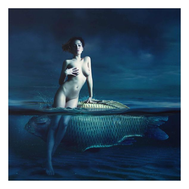 Glass print - Nude With Fish