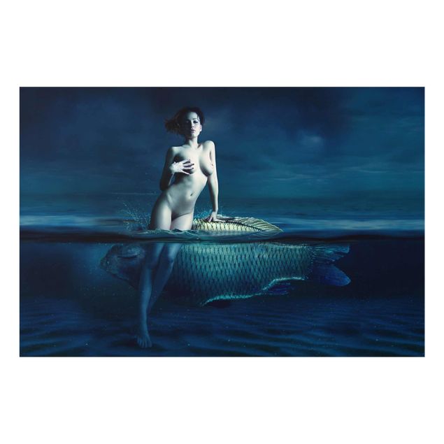 Glass print - Nude With Fish