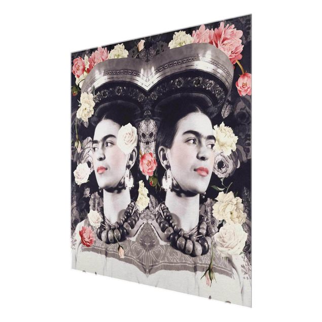 Glass print - Frida Kahlo - Flower Flood