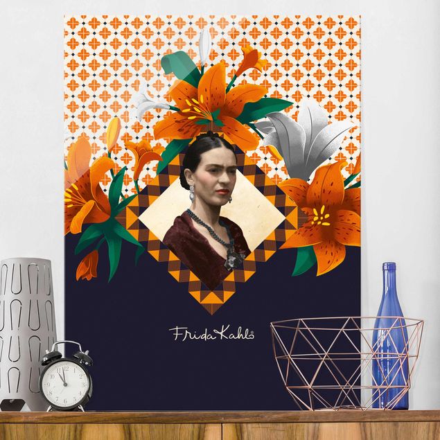 Glas Magnettafel Frida Kahlo - Lilies
