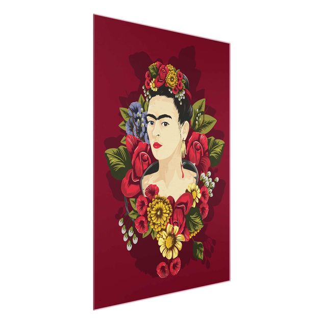 Glass print - Frida Kahlo - Roses