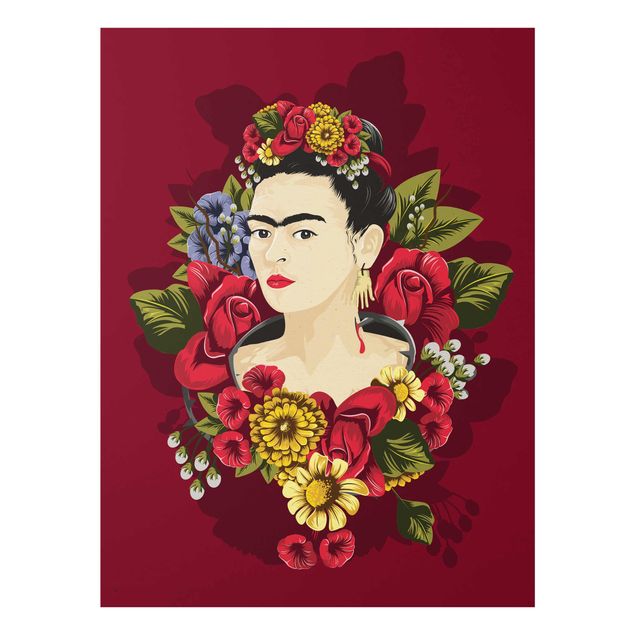 Glass print - Frida Kahlo - Roses
