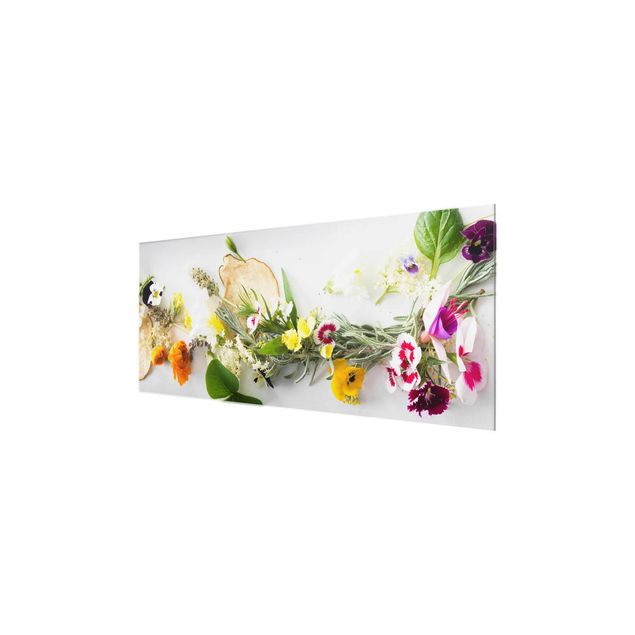 Glass print - Fresh Herbs With Edible Flowers