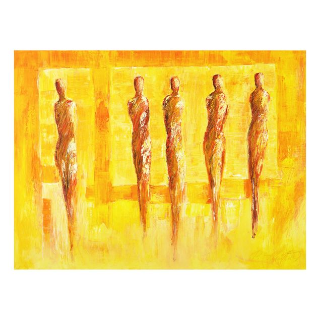 Glass print - Petra Schüßler - Five Figures In Yellow