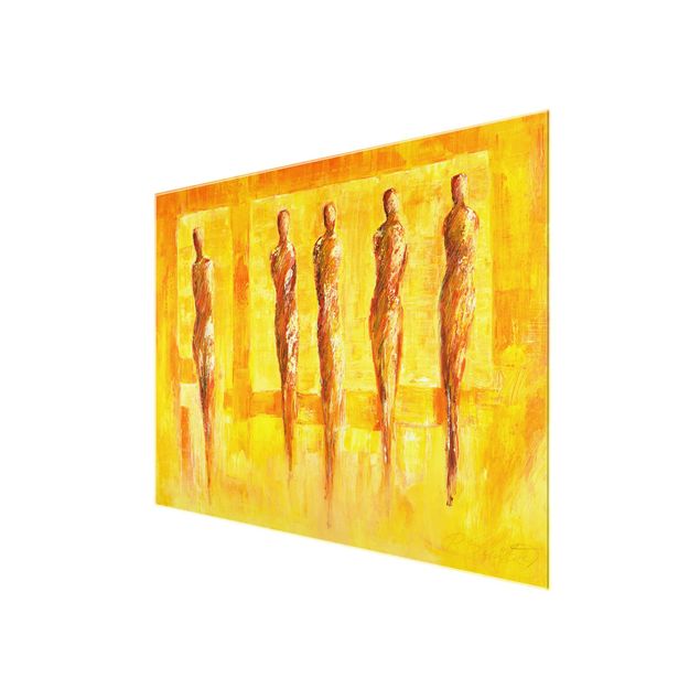 Glass print - Petra Schüßler - Five Figures In Yellow