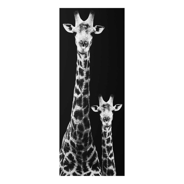 Glass print - Giraffe Duo black & white