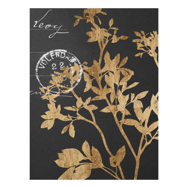 Glass print - Golden Leaves On Mocha II