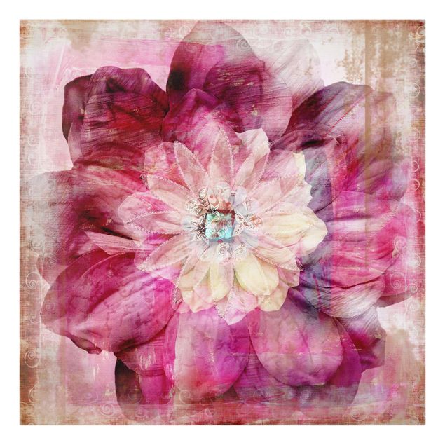 Glass print - Grunge Flower