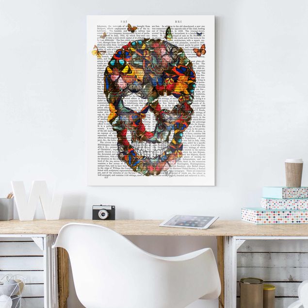 Glass print - Scary Reading - Butterfly Skull