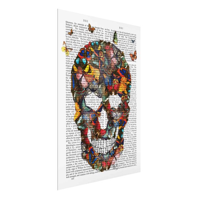 Glass print - Scary Reading - Butterfly Skull