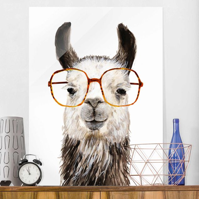 Glass print - Hip Lama With Glasses IV