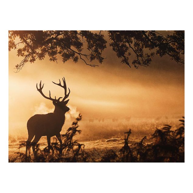Glass print - Deer In The Winter Forest