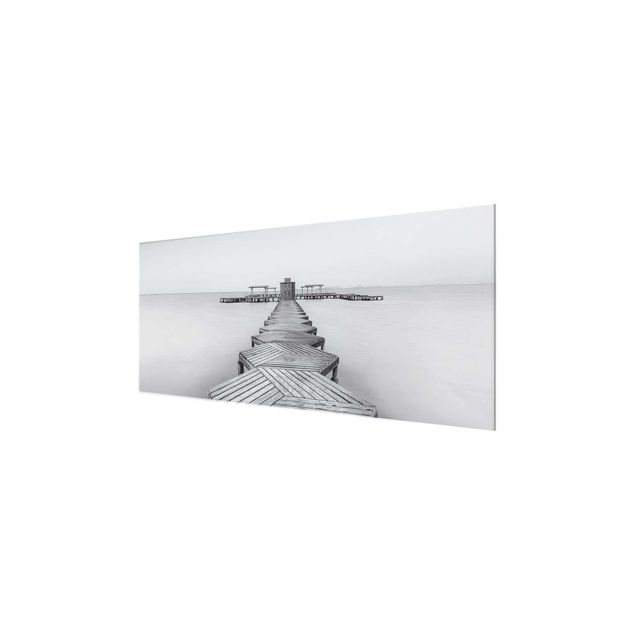 Glass print - Wooden Pier In Black And White