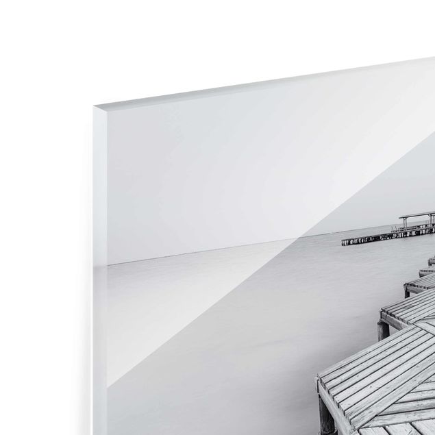 Glass print - Wooden Pier In Black And White