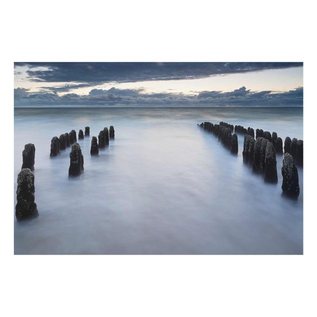 Glass print - Old Wooden Posts In The North Sea On Sylt