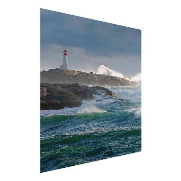 Glass print - In The Protection Of The Lighthouse