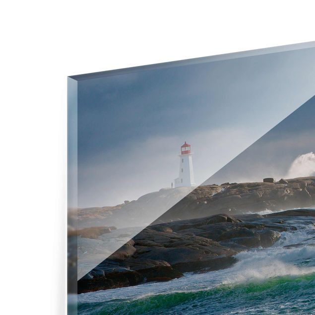 Glass print - In The Protection Of The Lighthouse