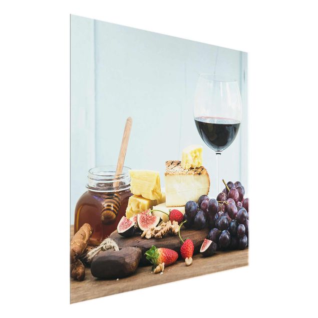 Glass print - Cheese And Wine