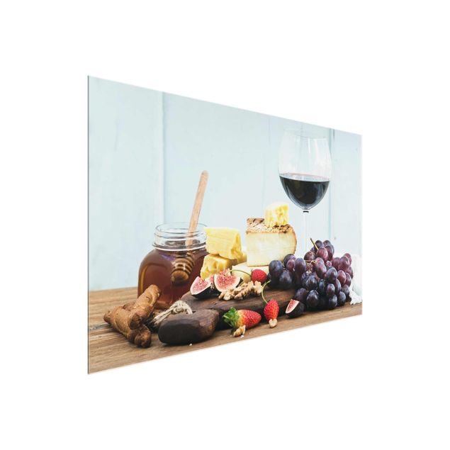 Glass print - Cheese And Wine