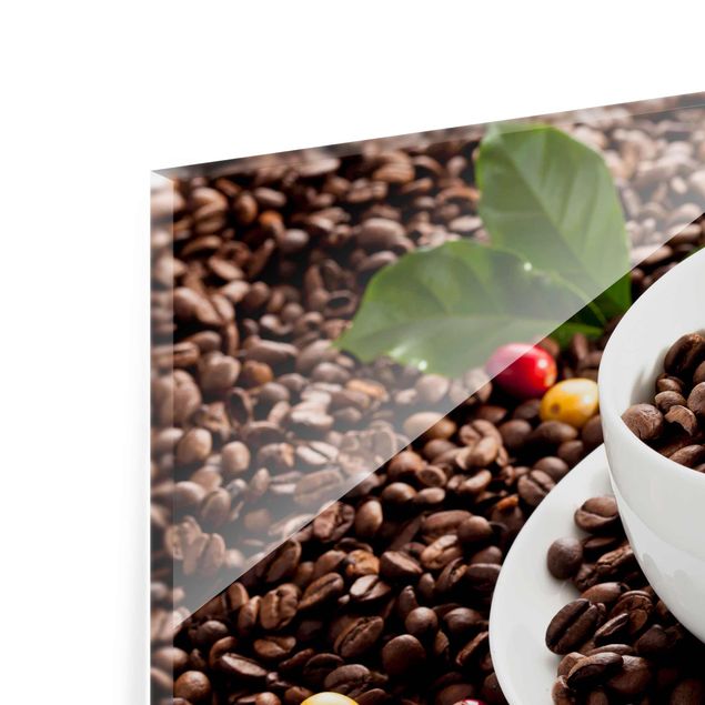 Glass print - Coffee Cup With Roasted Coffee Beans