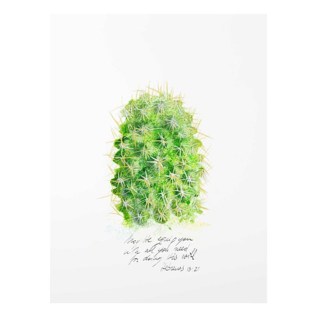 Glass print - Cactus With Bibel Verse I