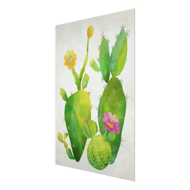 Glass print - Cactus Family In Pink And Yellow