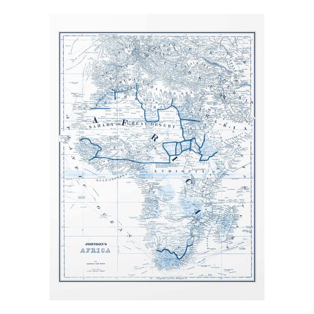 Glass print - Map In Blue Tones - Africa