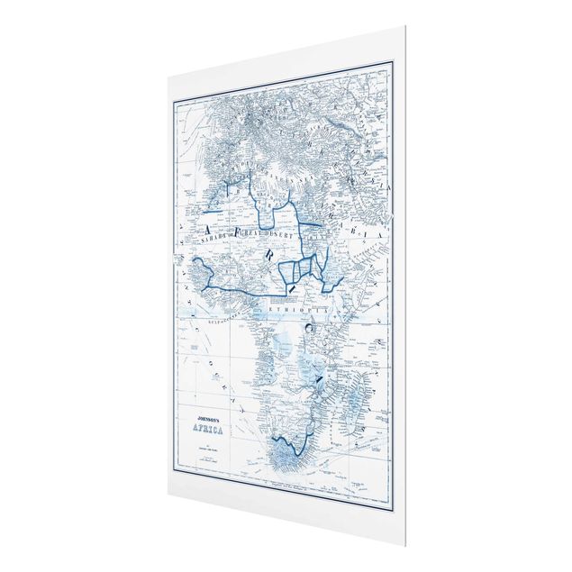 Glass print - Map In Blue Tones - Africa