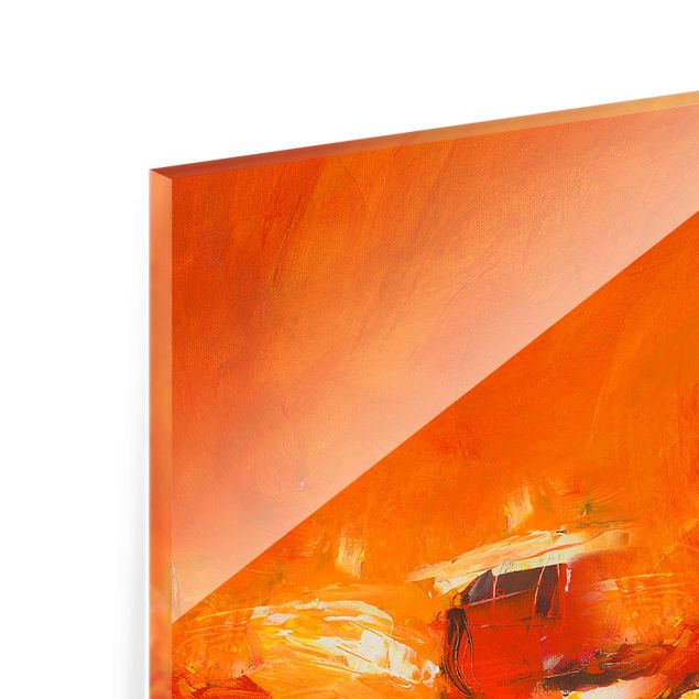 Glass print - Petra Schüßler - Composition In Orange