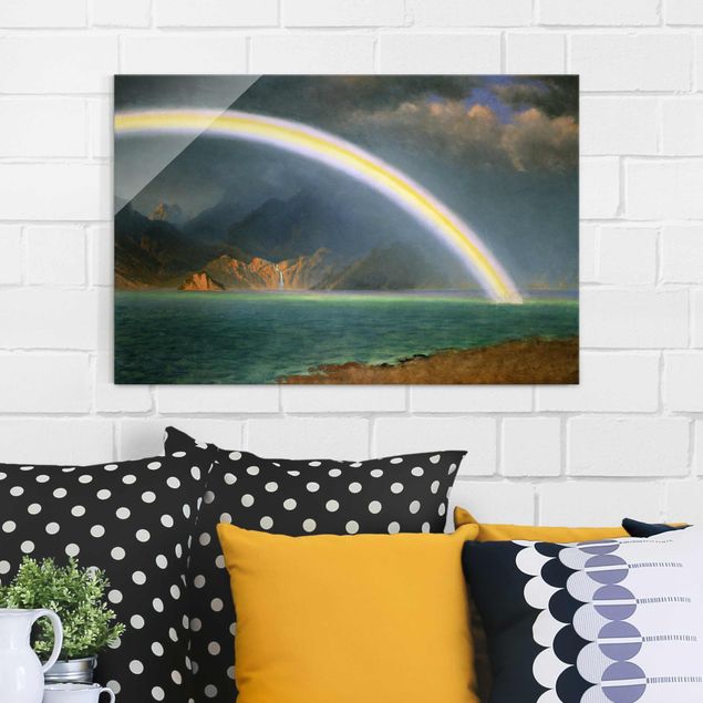 Glas Magnettafel Albert Bierstadt - Rainbow over the Jenny Lake, Wyoming