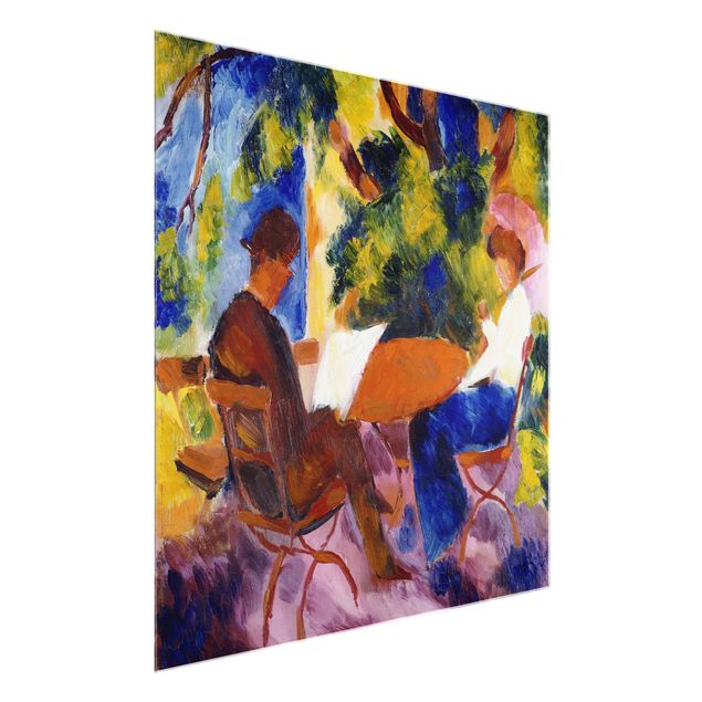 Glass print - August Macke - Couple At The Garden Table