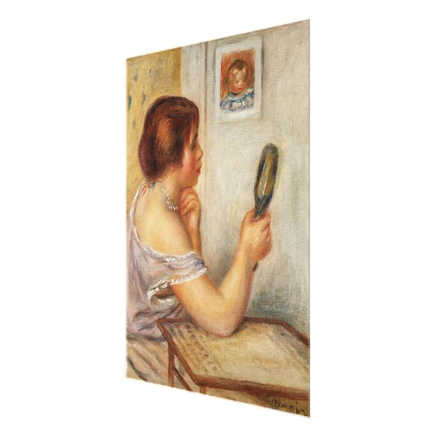 Glass print - Auguste Renoir - Gabrielle holding a Mirror or Marie Dupuis holding a Mirror with a Portrait of Coco