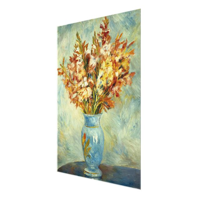 Glass print - Auguste Renoir - Gladiolas in a Blue Vase