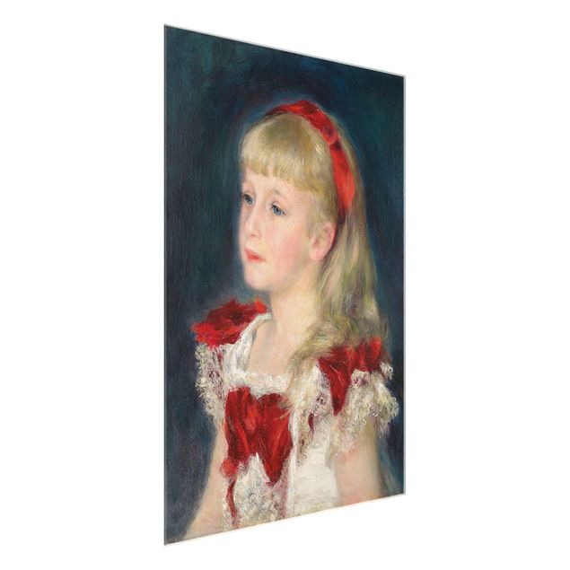Glass print - Auguste Renoir - Mademoiselle Grimprel with red Ribbon