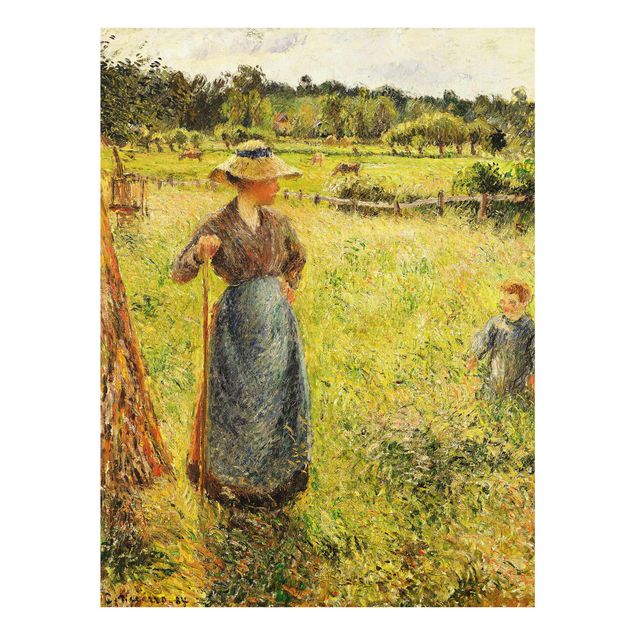 Glass print - Camille Pissarro - The Haymaker