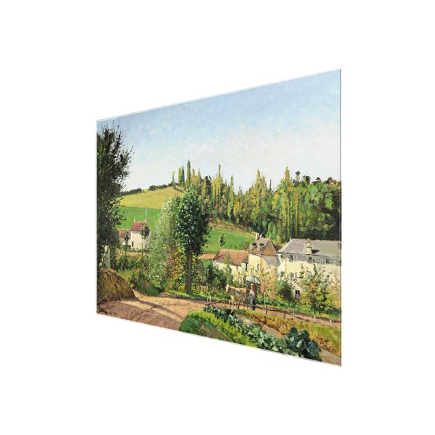 Glass print - Camille Pissarro - Hamlet In The SurRolling Hillss Of Pontoise