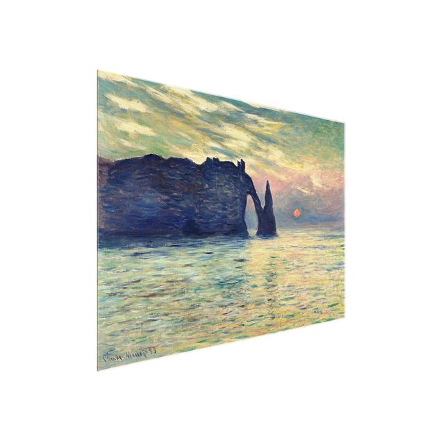 Glass print - Claude Monet - The Cliff, Étretat, Sunset