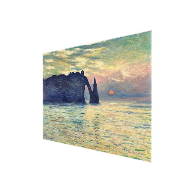 Glass print - Claude Monet - The Cliff, Étretat, Sunset