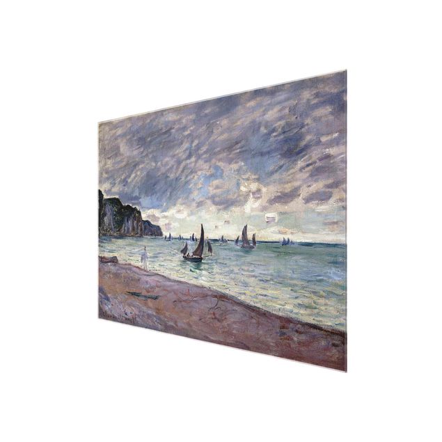 Glass print - Claude Monet - Fishing Boats In Front Of The Beach And Cliffs Of Pourville