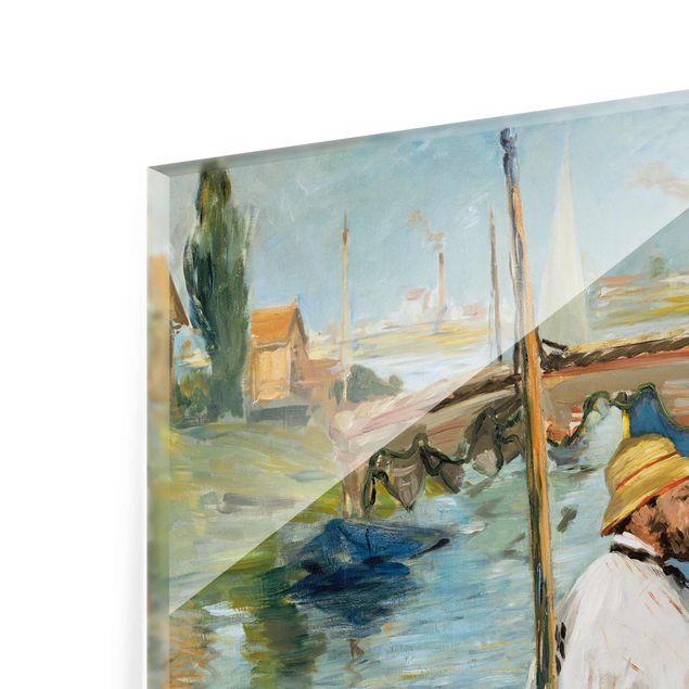 Glass print - Edouard Manet - Claude Monet Painting On His Studio Boat