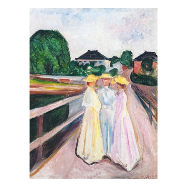 Glass print - Edvard Munch - Three Girls on the Bridge