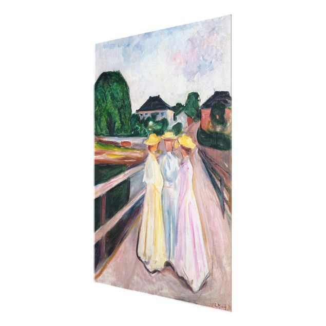 Glass print - Edvard Munch - Three Girls on the Bridge